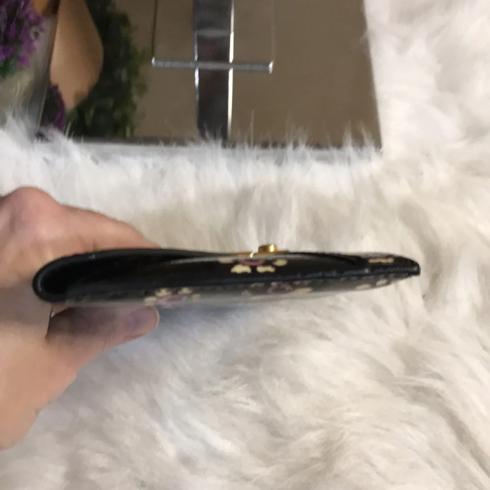 Tory Burch Patent Leather Flower Printed Wallet